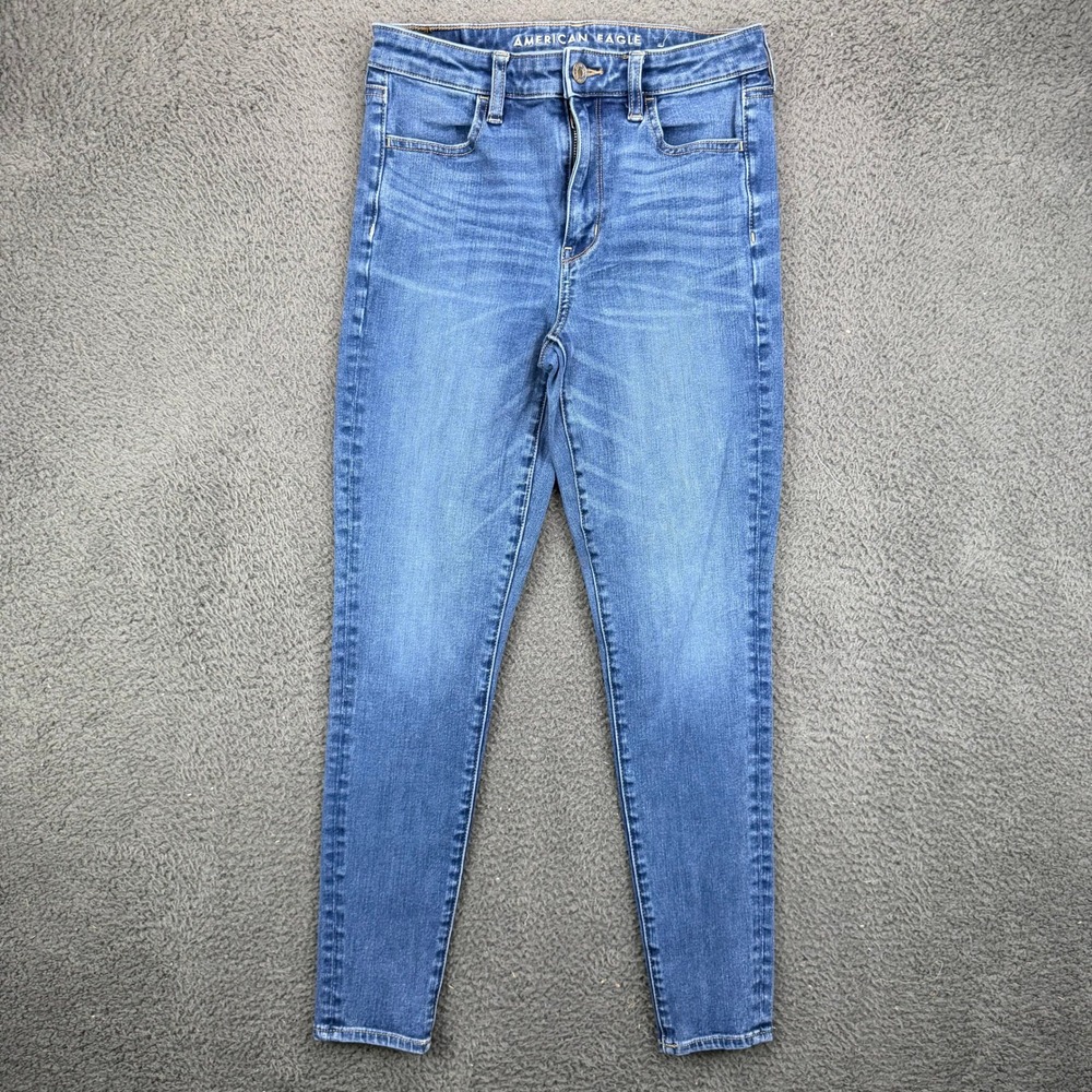 American Eagle Super Hi-Rise Jegging Next Level Stretch Blue Jeans Womens 4 Reg
